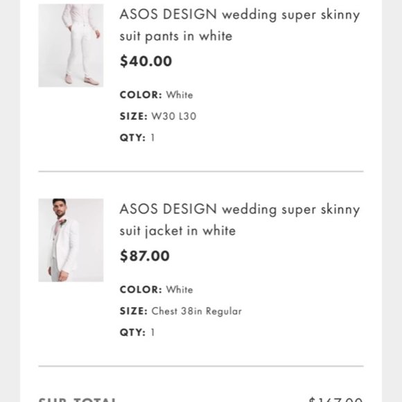 PROM - or Wedding WHITE MENS SUIT from ASOS DESIGN - Picture 2 of 3